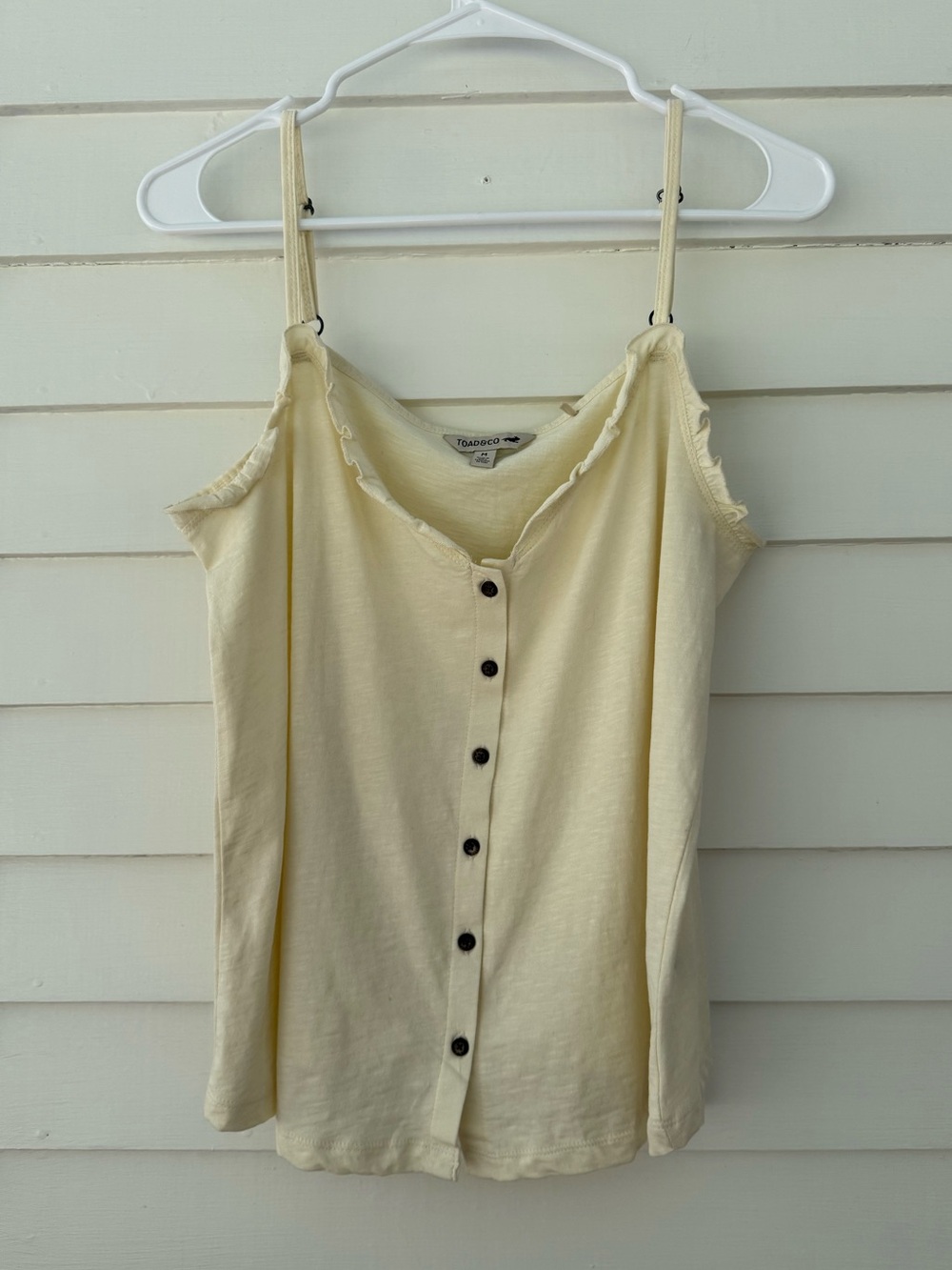 Toad&Co | Organic Cotton Cream Button Front Cami Tank Top Women’s Medium Boho